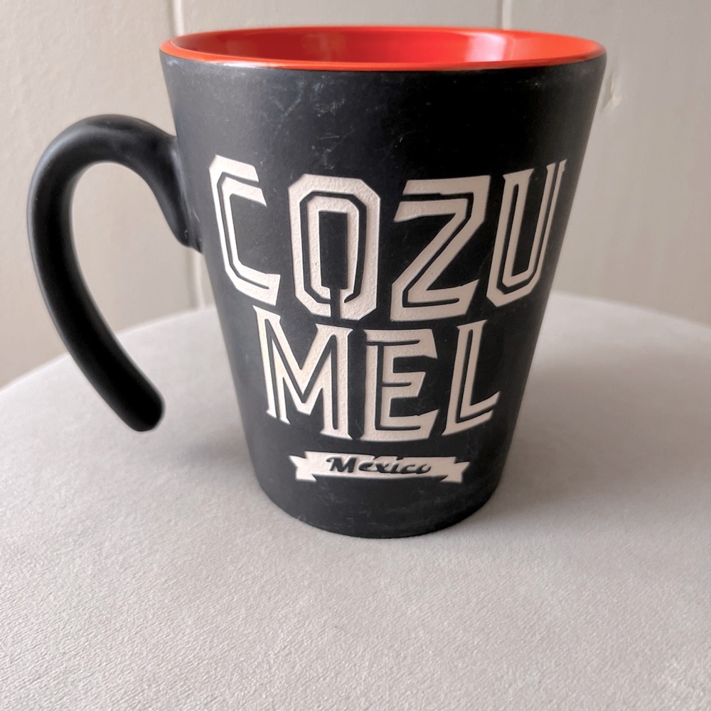 Cozumel Mexico Stoneware Coffee Mug Black & Orange